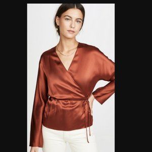 NWT VINCE 100% silk wrap blouse